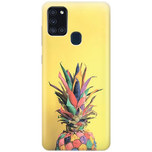 фото Ультратонкий силиконовый чехол-накладка для samsung galaxy a21s с принтом "ананас на желтом" gosso