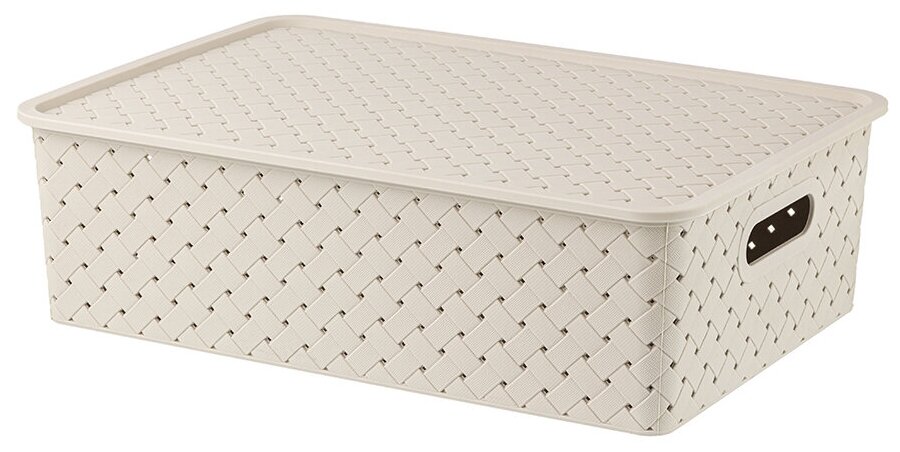 фото Корзинка / коробка для хранения / с крышкой 7,5 л 35х24,5х10,5 см EL Casa Береста латте