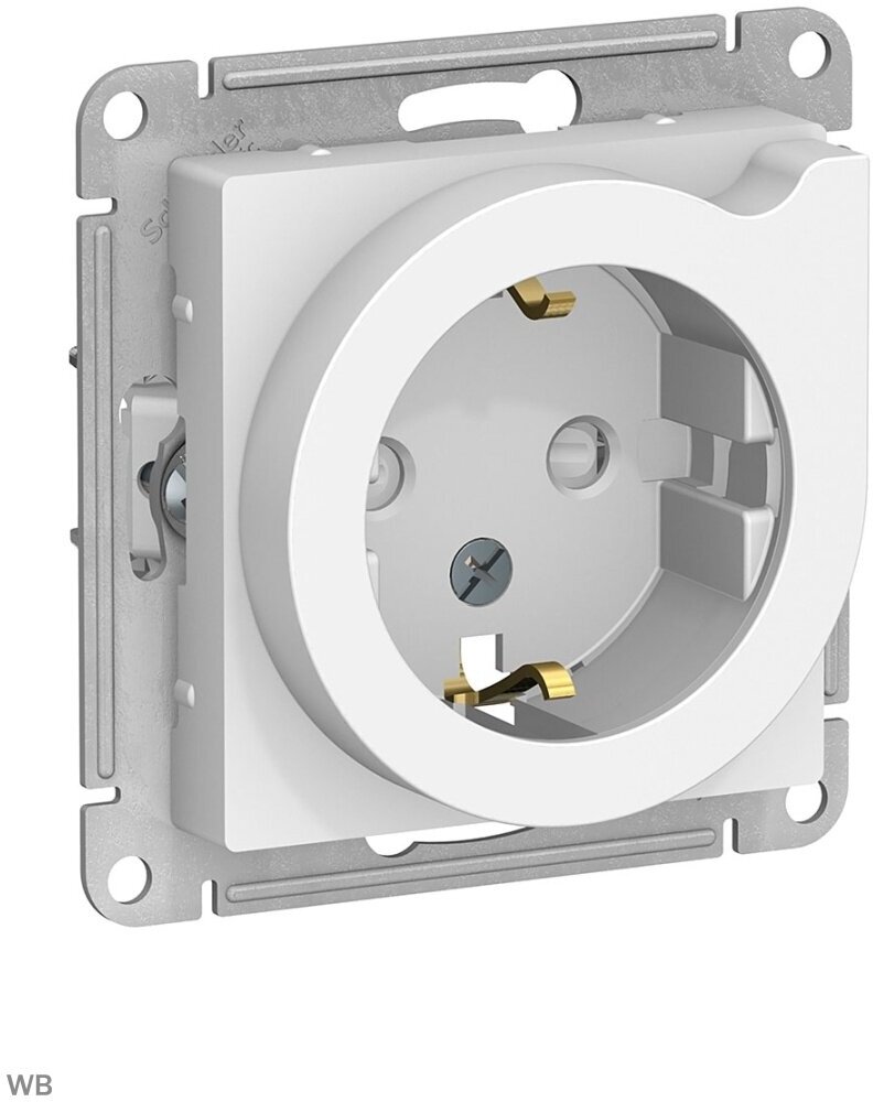 фото Розетка Schneider Electric Атлас Дизайн с выталкивателем с заземлением без рамки белая