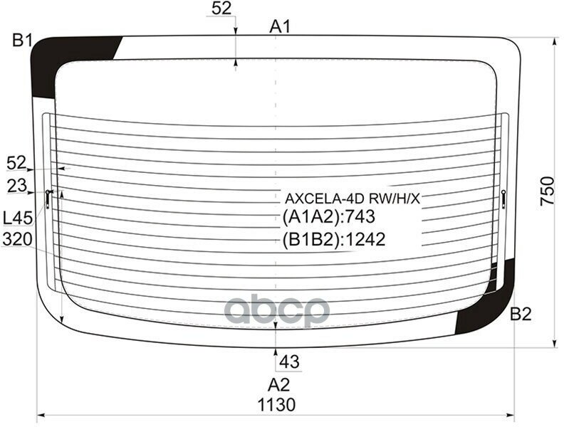 Стекло Заднее (Цвет Зеленый/ Обогрев) Mazda 3 03-09 / Axela 03-09 XYG арт. AXCELA-4D RW/H/X