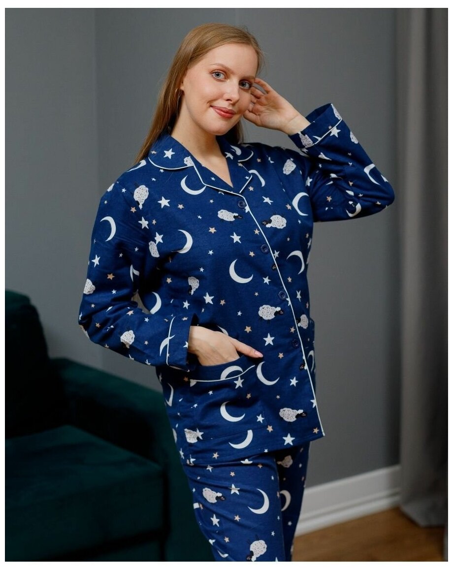 Пижама женская со штанами фланелевая, домашний костюм_размер_L - фотография № 7