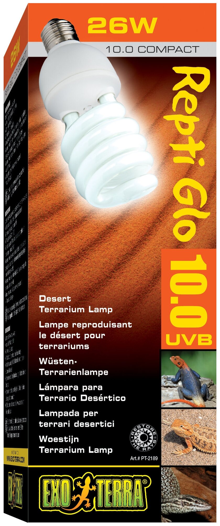 Лампа для террариума Hagen Exo-Terra Repti Glo 10.0 Compact 26Вт - фотография № 2