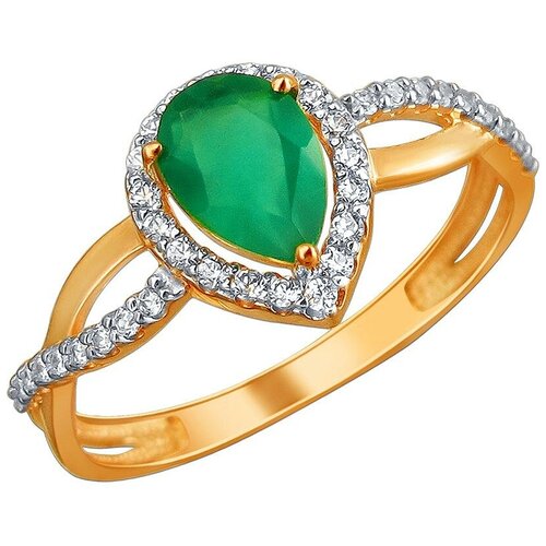 фото Эстет кольцо с агатом и фианитами из красного золота 01к4110953-7, размер 19