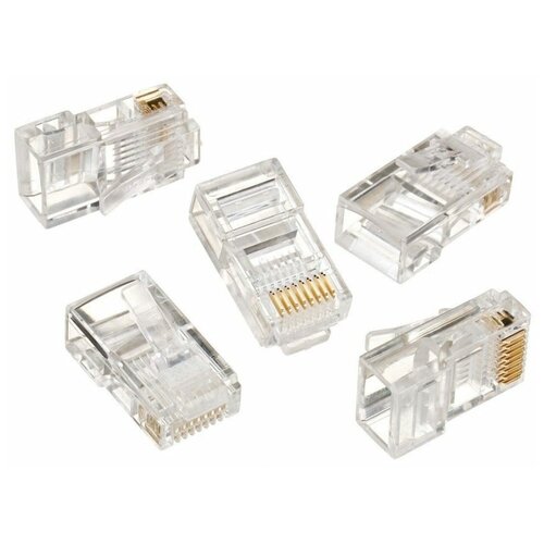 разъем rj45 cablexpert lc 8p8c 001 3 fork Вилка RJ-45 (8P8C) LC-8P8C-001 (3-зубца) кат.5e, 6 микрон для одножильного кабеля (100 шт.)