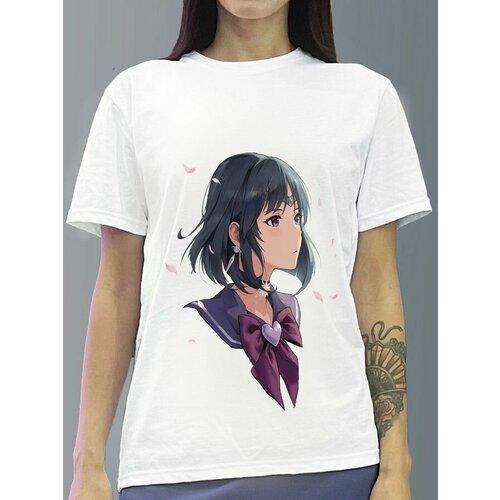 фото Футболка женская белая из хлопка с dtf принтом sailor moon аниме - 345 будь на стиле