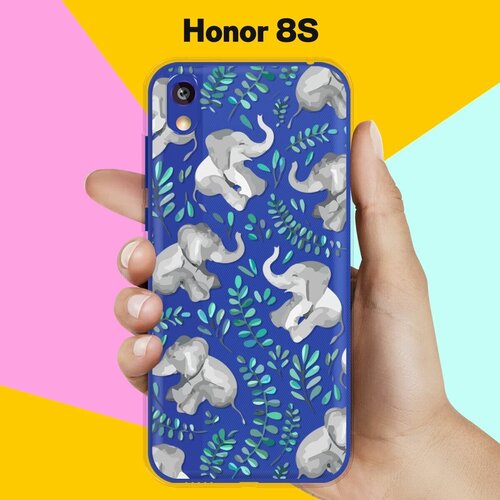 Силиконовый чехол на Honor 8S Узор из слонов / для Хонор 8С силиконовый чехол узор из слонов на honor 9c