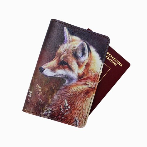 Обложка для паспорта Живи Ярко, натуральная кожа, подарочная упаковка, оранжевый, коричневый