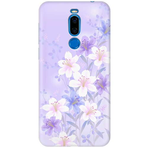 фото Ультратонкий силиконовый чехол-накладка для meizu x8 с принтом "лилии на фиолетовом" gosso