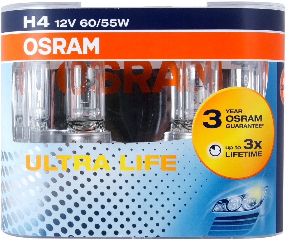 Лампа 12V H4 60/55W P43t бокс (2шт.) увеличенный срок службы Ultra Life OSRAM 64193ULT-HCB