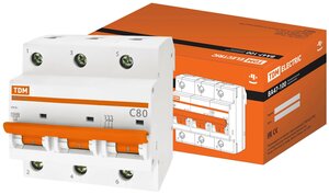 Автоматический выключатель TDM ELECTRIC ВА 47-100 (C) 10kA 80 А