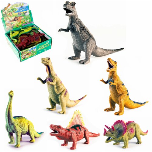 Игрушки резиновые фигурки-тянучки Динозавры, 20-27 см / 6 шт.