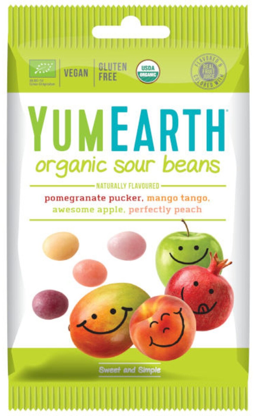 Мармелад органический жевательный YumEarth Organic Sour Beans со вкусами манго, граната, персика и яблока. - фотография № 6