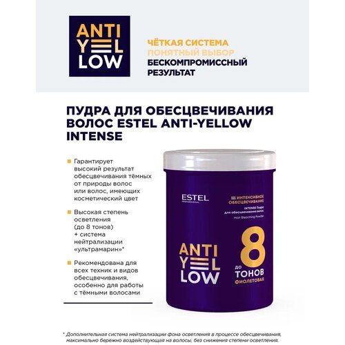 Пудра для обесцвечивания волос до 8 тонов ANTI-YELLOW INTENSE, 500г