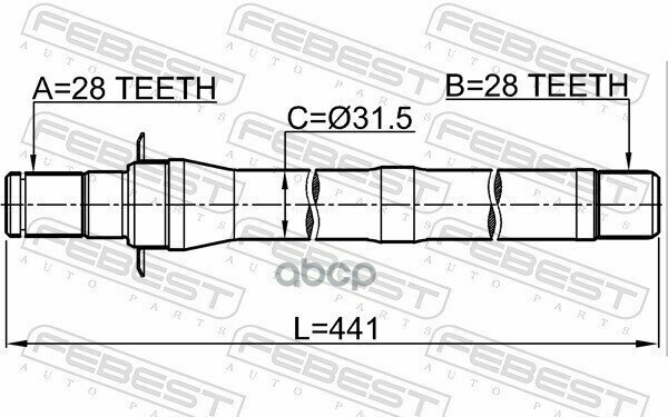 Полуось Правая 28X441x28 Febest арт. 1212-IX35MT6