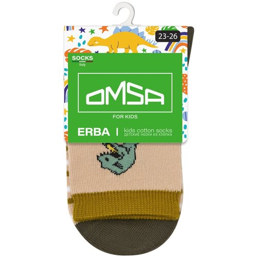 Омса(OMSA kids). Носки детские Calzino 23Р67 (динозаврики) Beige 35-38 (22-24)