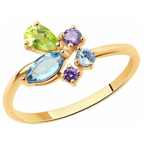 фото Sokolov кольцо из золота с миксом камней 716134, размер 16