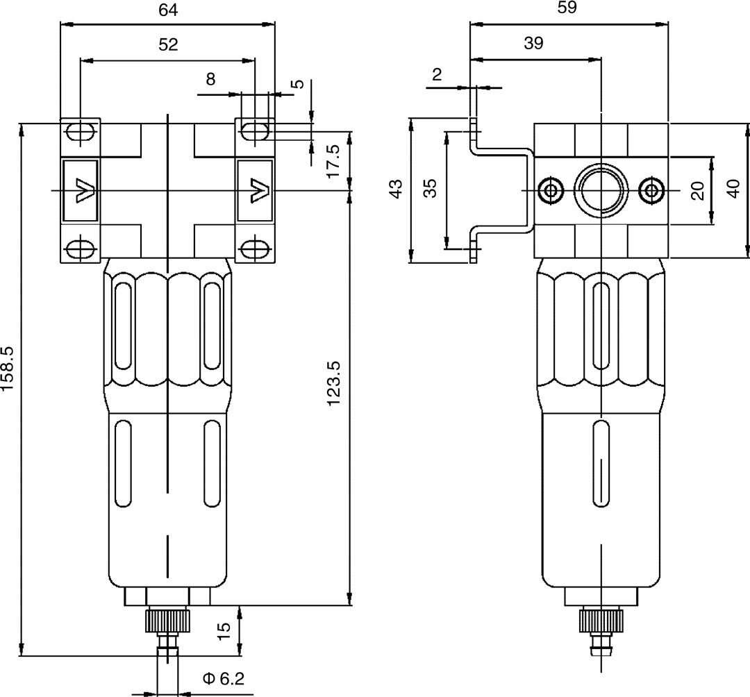 Пневматический фильтр AMT F-1/8 MINI  40 мкм 1300 л/мин