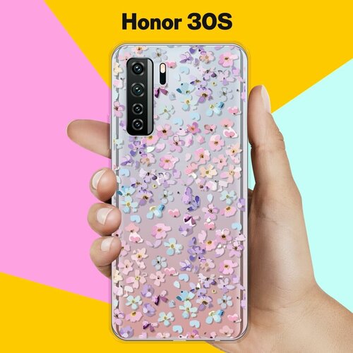 Силиконовый чехол на Honor 30S Розовые цветы / для Хонор 30С