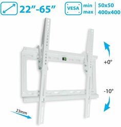 Кронштейн Kromax IDEAL-4 белый до 22-65 настенный от стены 28мм наклон 0°-15° VESA 400х400мм до 50кг