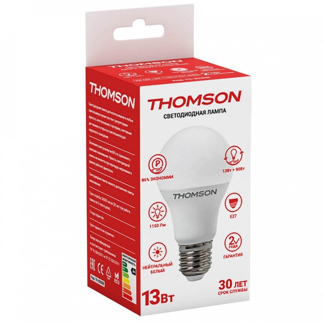Лампа светодиодная Thomson TH-B2008, E27, A60, 13 Вт, 4000 К - фотография № 3