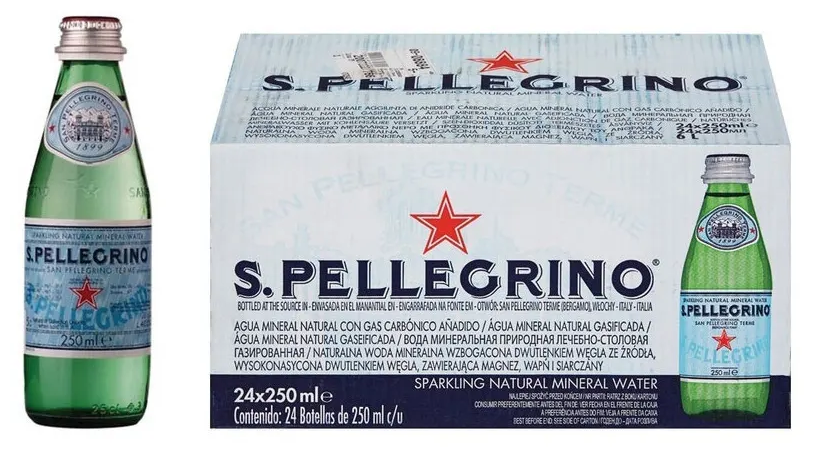 Вода минеральная San Pellegrino (Сан Пеллегрино) 24 шт. по 0.25 л, газированная, стекло