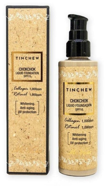 Tinchew тональный крем Chokchok Liquid Foundation, SPF 15, 110 мл/110 г, оттенок: 13 light beige, 1 шт.