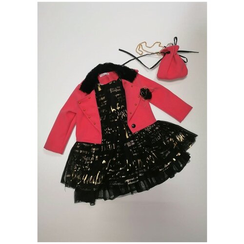 Платье для девочки 104 рост Турция розовый/черный/белый  