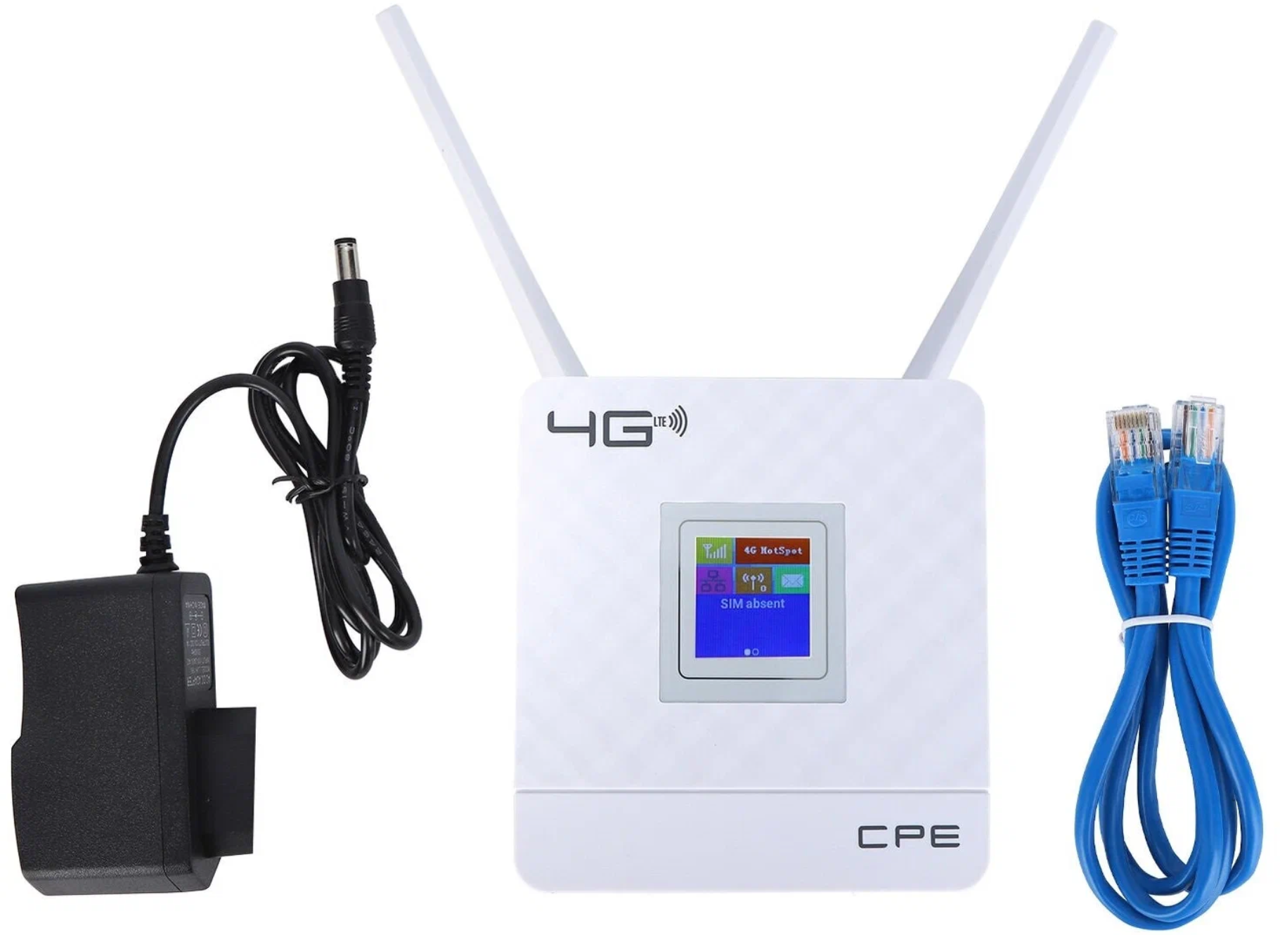 Wi-Fi-роутер с поддержкой сим-карт 4G LTE CPE с двумя внешними антеннами/цветной дисплей / порт WAN/LAN / 2.4Ггц /