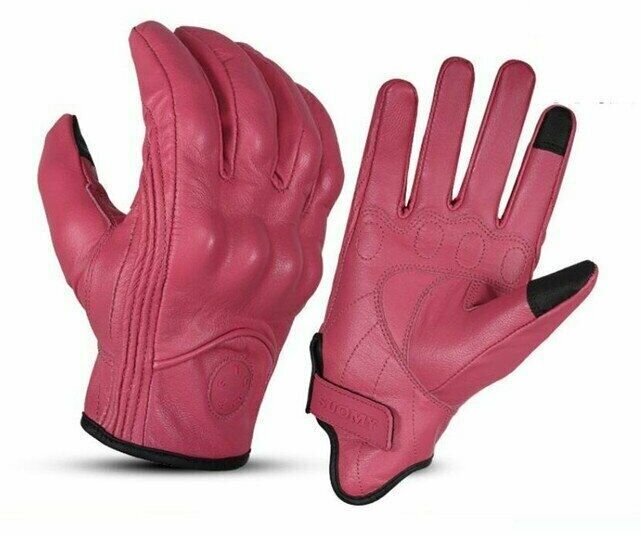 Мотоперчатки перчатки кожаные Suomy SU-14 для мотоциклиста на мотоцикл скутер мопед квадроцикл, розовые, S