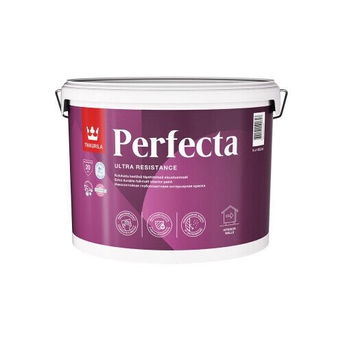 Краска интерьерная моющаяся износостойкая Tikkurila Perfecta База A белая глубокоматовая 9 л краска моющаяся tikkurila prof euro 7 база а белая 9 л