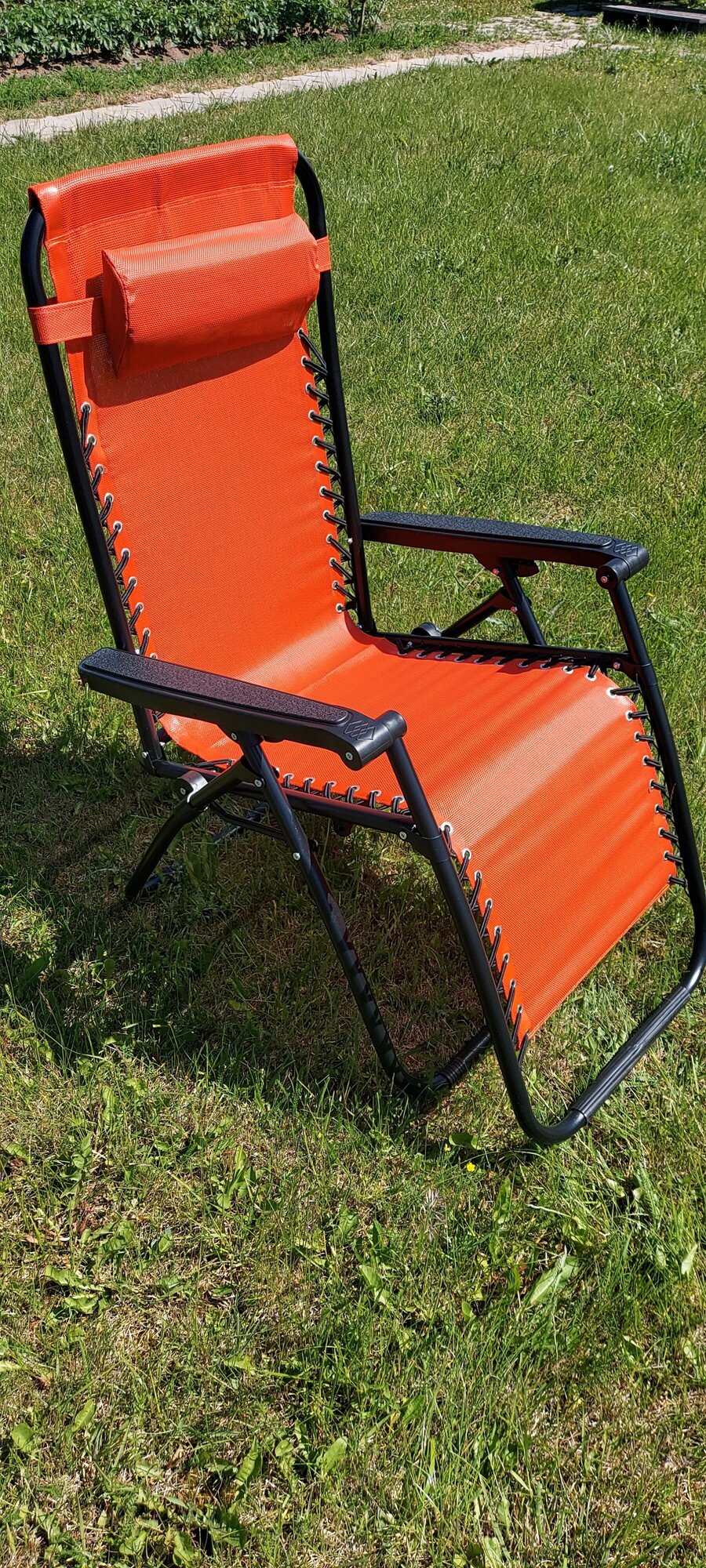 Раскладное кресло-шезлонг Люкс с подножкой оранжевое - фотография № 5