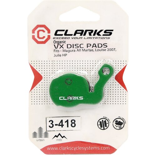 Колодки дискового тормоза VX846C органика зеленые Clarks VX846C колодки для дискового тормоза блистер magura clara 2000 louise 98 01 calipers