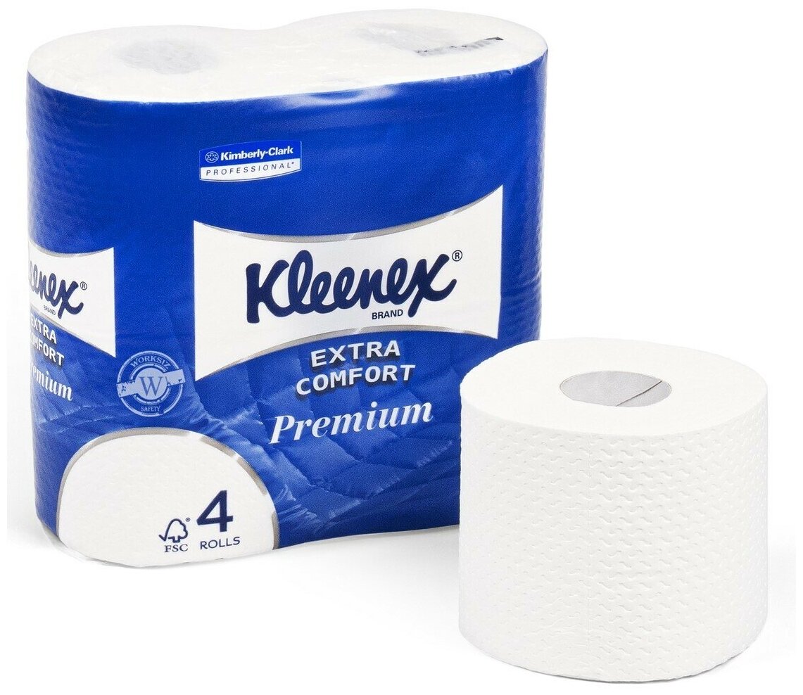 Туалетная бумага Kleenex Premium Extra Comfort 8484 ( Клинекс Премиум Экстра Комфорт ) / четырёхслойная , 2 упаковки ( 8 рулонов )