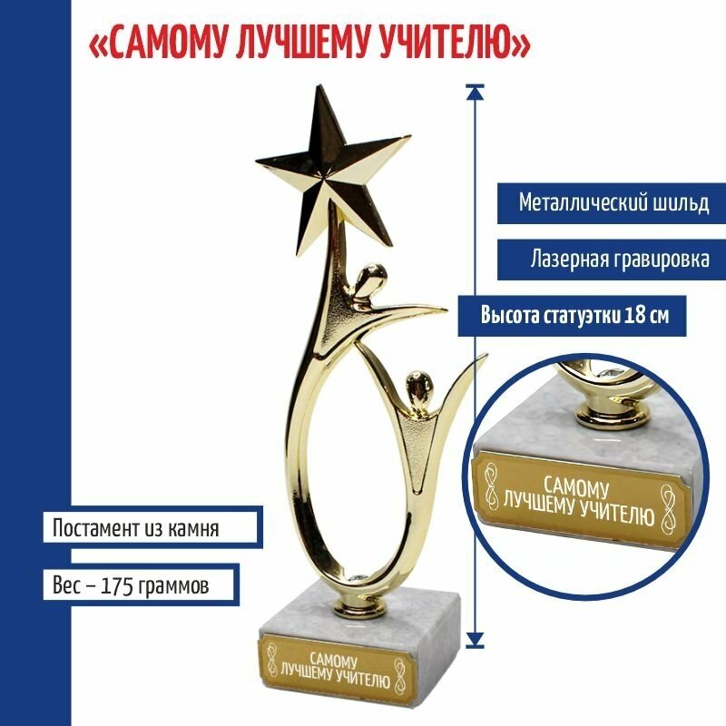 Подарки Статуэтка "Самому лучшему учителю" со звездой (18 см)