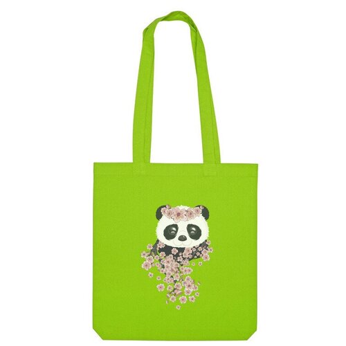 Сумка шоппер Us Basic, зеленый мужская футболка панда с цветущей сакурой m зеленый