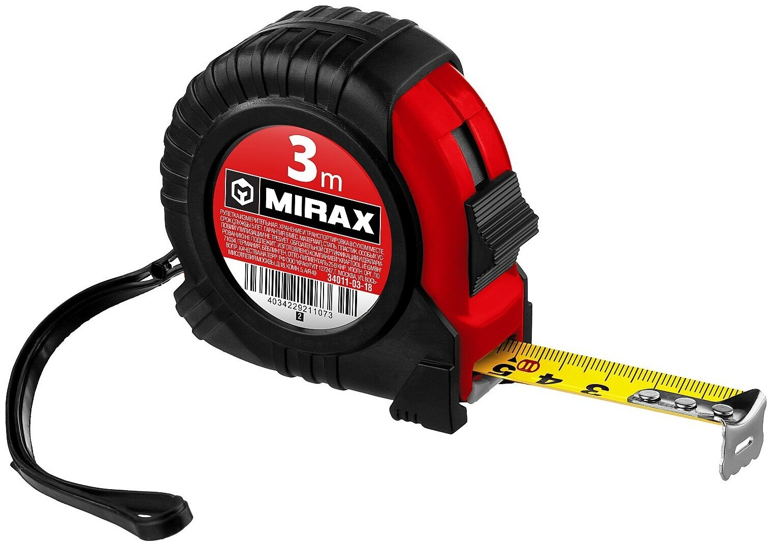 MIRAX Rubber 3м х 18мм, Рулетка (34011-03-18)