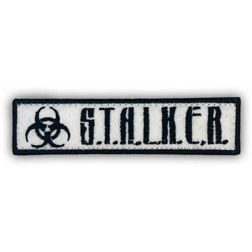 шеврон нашивка патч сталкер stalker на липучке 82х32мм белый Нашивка / Шеврон / Патч Сталкер на липучке