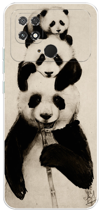 Силиконовый чехол на Xiaomi Poco C40 / Сяоми Поко C40 Семейство панды