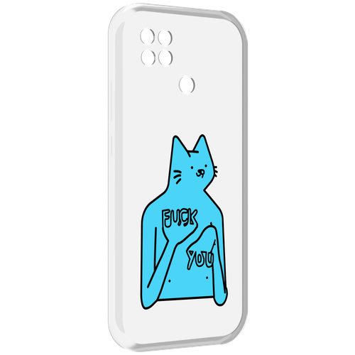 Чехол MyPads голубой-кот-фак-ю для Poco C40 задняя-панель-накладка-бампер