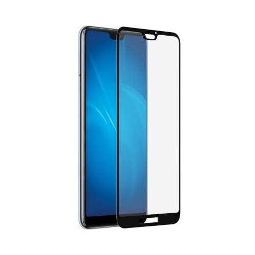 DF Закаленное стекло с цветной рамкой (fullscreen) для Huawei P30 DF hwColor-96 (black)