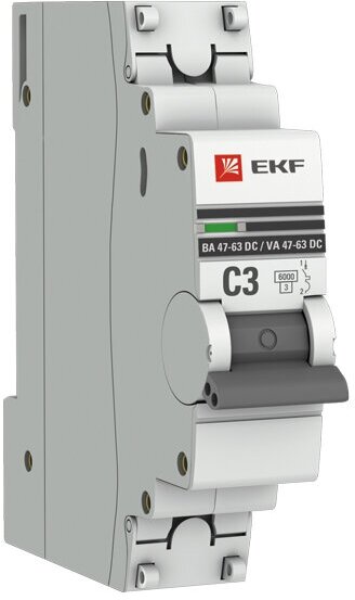 Автоматический выключатель 1P 3А (C) 6кА ВА 47-63 DC PROxima mcb4763-DC-1-03C-pro EKF