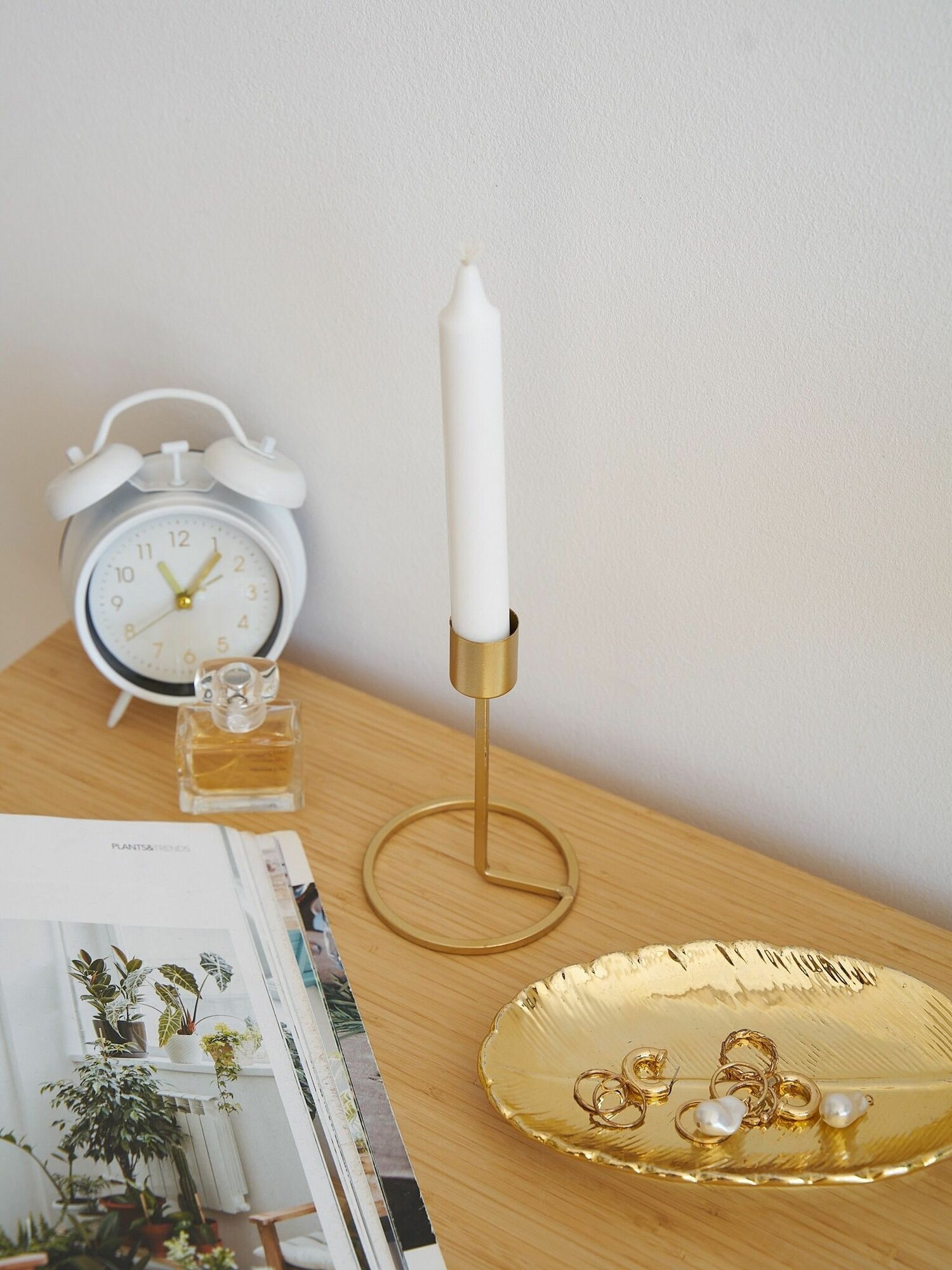 Подсвечник золотой металлический Лофт Модерн для одной свечи - фотография № 4