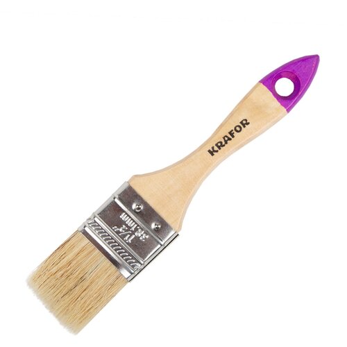 Кисть плоская Krafor 15 натуральная щетина деревянная ручка 38 мм 88₽