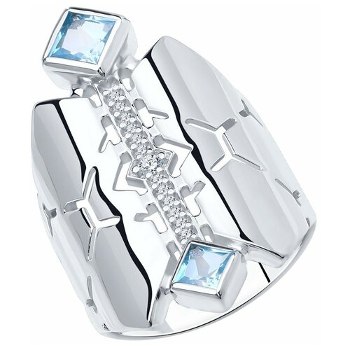 фото Diamant кольцо из серебра с топазами и фианитами 94-310-00799-1, размер 19.5