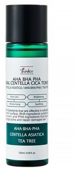 Thinkco Тонер с AHA, BHA, PHA кислотами и центеллой для проблемной кожи - Cica toner, 120мл