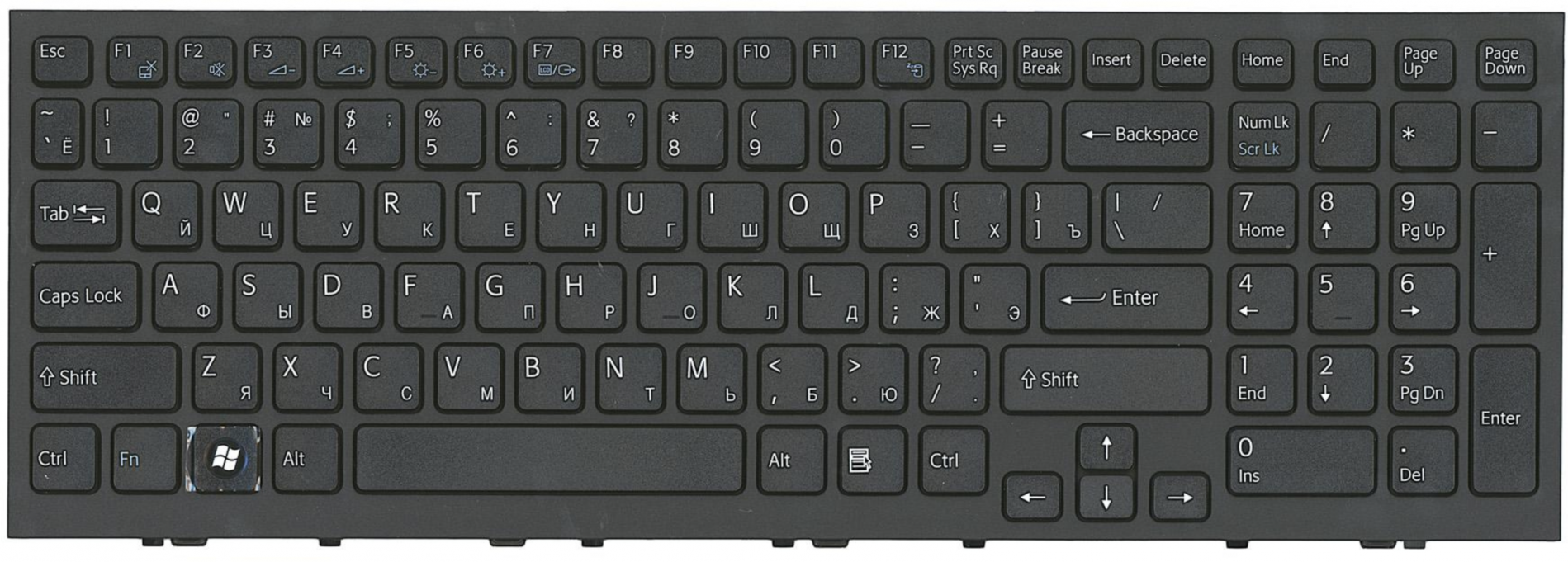 Клавиатура для ноутбука Sony Vaio pcg-71812v черная с рамкой