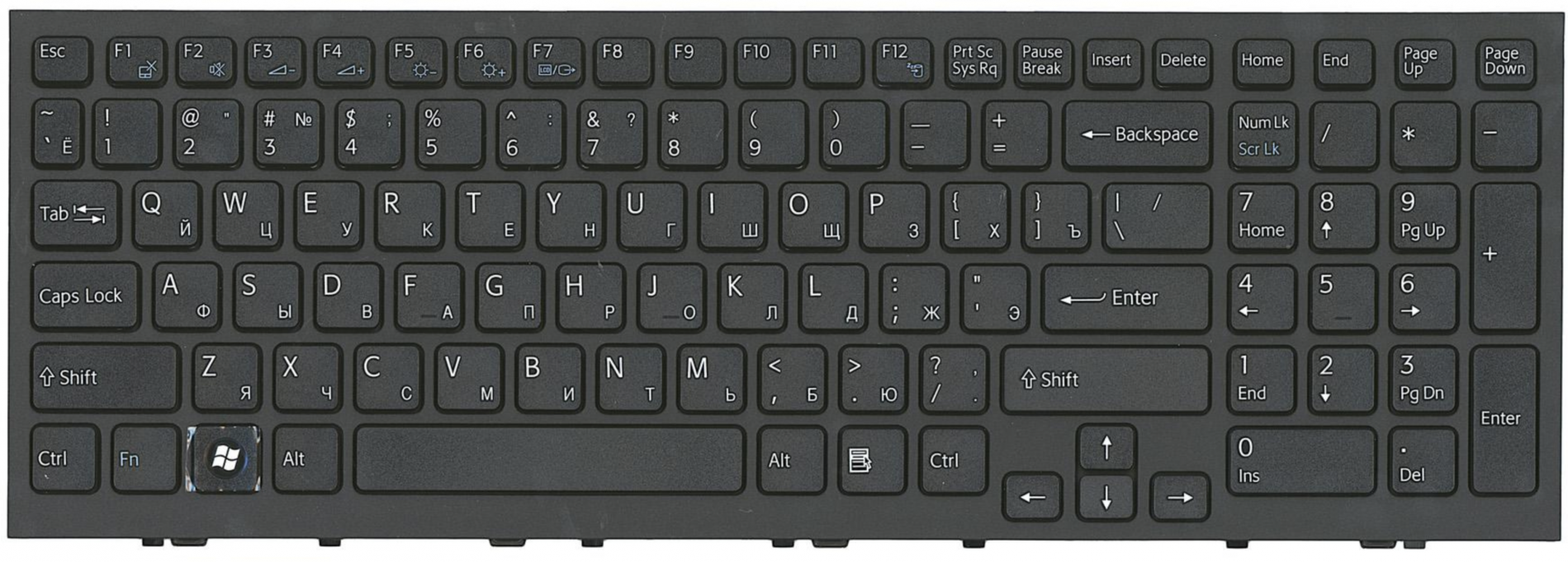Клавиатура для ноутбука Sony Vaio VPCEH3F1R/B черная с рамкой