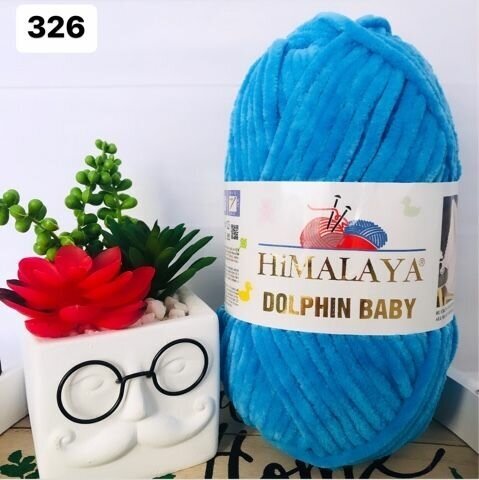 Пряжа плюшевая Himalaya Dolphin Baby/Хималая Долфин Беби/Бэби Ярко-голубой N 80326, 120м/100гр, 100% микрополиэстер, 1 шт, пряжа для игрушек и одежды