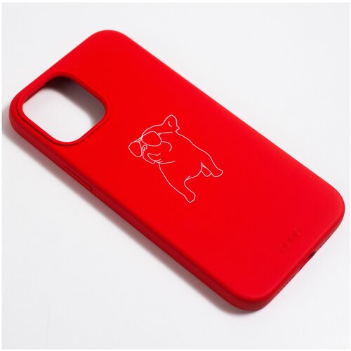 фото Защитный чехол для apple iphone 12 pro max бархатистый силиконовый с принтом pug with / silicone case pump