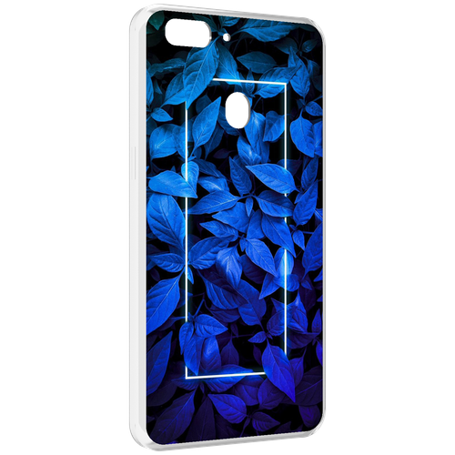Чехол MyPads голубые цветочки неон для Oppo Realme 2 задняя-панель-накладка-бампер